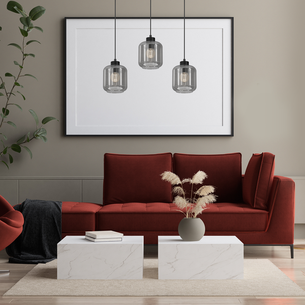 Lampa wisząca SOMBRA SMOKED, MLP8374, czarny/dymiony, 3x60W E27