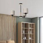 Żyrandol ATLANTA, MLP7451, czarny/drewno/beżowo-szary, 3x60W E27