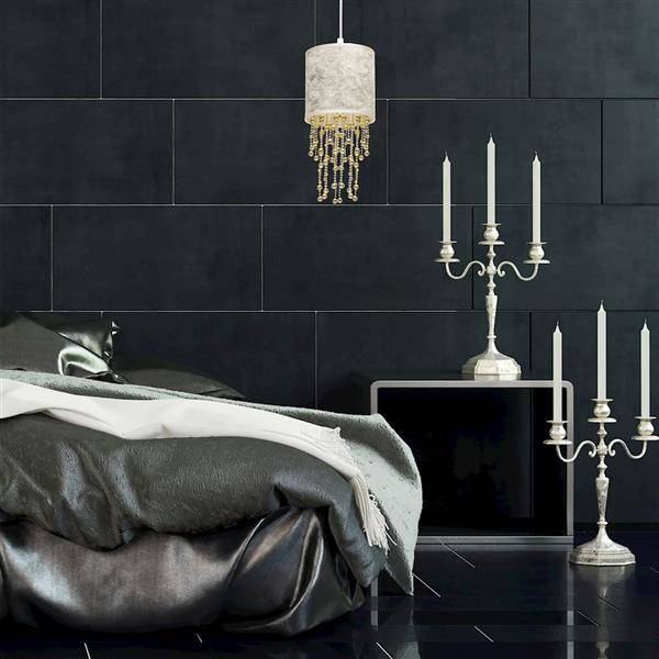 Nowoczesna lampa wisząca ALMERIA WHITE/GOLD 1xE27 MLP6444