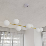 Nowoczesna lampa wisząca nad wyspę biało- złota GRAVITY 8  WH GOLD