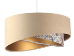 Beżowa lampa asymetryczna welurowa złoty środek -ornament