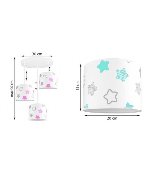 Żyrandol do pokoju chłopca i dziewczynki króliczki w autkach 3xE27 Led 