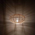Lampa wisząca RATTAN S śr. 40cm E27 | naturalne drewno/biały