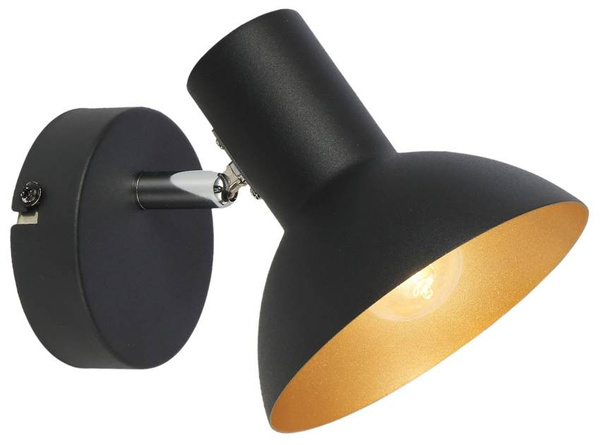 Lampa ścienna kinkiet 1X40W E27 czarny + złoty metal DISO 91-63410