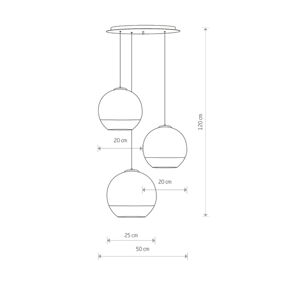 Nowoczesna lampa wisząca GLOBE PLUS III E27 metalizowane klosze | srebrny