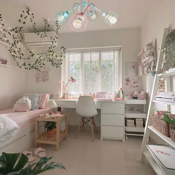 Lampa sufitowa do pokoju dziewczynki pastelowa Zakręcony Koszyczek 4xE27 Led