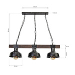 Lampa wisząca FARO BLACK / WOOD 3xE27 60W MLP6243 