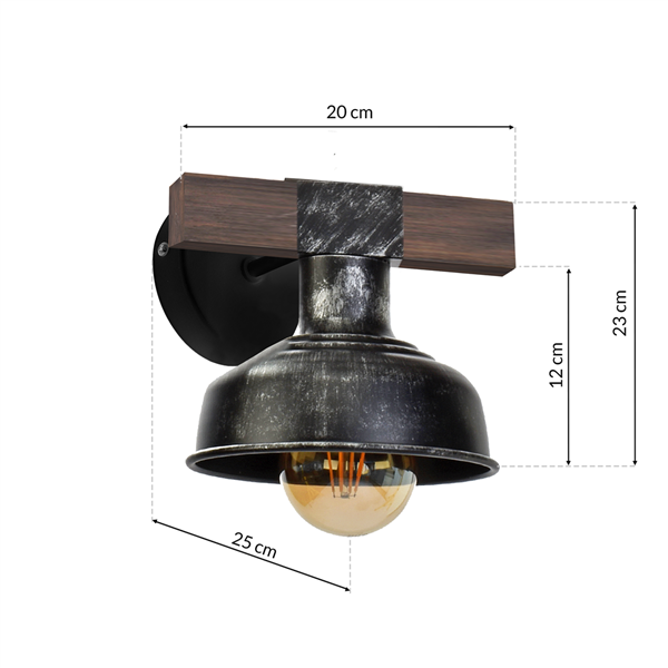 Kinkiet FARO BLACK / WOOD 1xE27 60W MLP6241