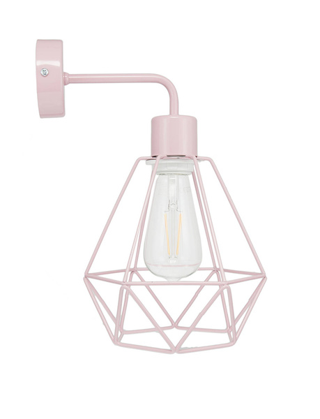 Lampa ścienna do pokoju dziewczynki różowa pastelowa druciak w stylu loft Carmen 1 