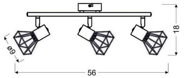Lampa Sufitowa Candellux Verve 93-68248 Listwa 3xE14 Czarny Abażur Złoty