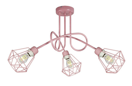 Lampa sufitowa do pokoju dziewczynki różowa w stylu loft Edison Druciak 3xE27