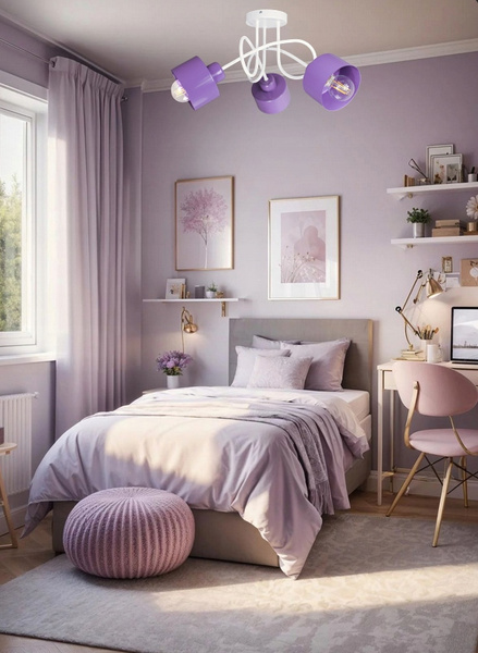 Lampa sufitowa do pokoju dziecka biało-fioletowa Edison Loft 3
