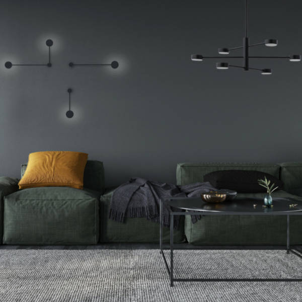 Plafon wewnętrzny do salonu ORBIT IV GX53 8W LED wys. 45-77cm | czarny