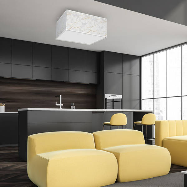 Kwadratowy plafon do salonu SENSO Black/Gold 50 cm 3xE27 | czarny złoty