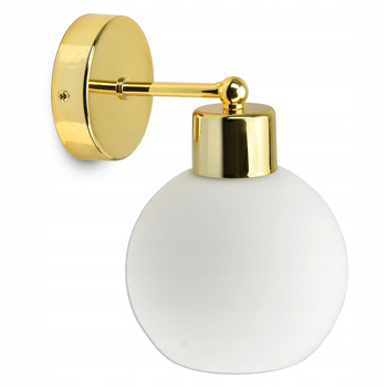 Kinkiet ścienny biało-złoty mleczna kula