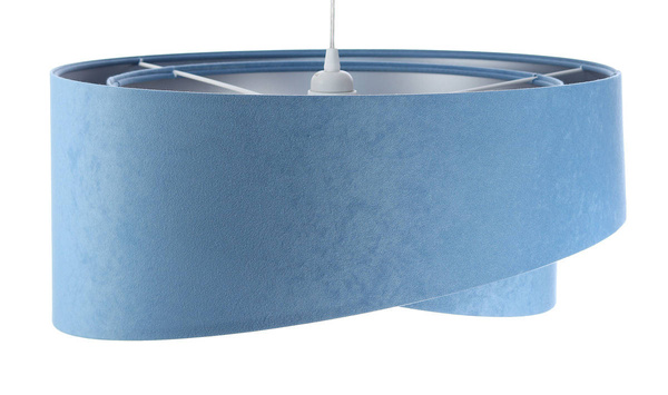 Lampa wisząca asymetryczna welurowa Alison niebiesko-srebrna