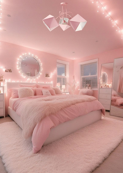 Lampa sufitowa do pokoju dziewczynki różowa Edison Diament 3xE27 Led