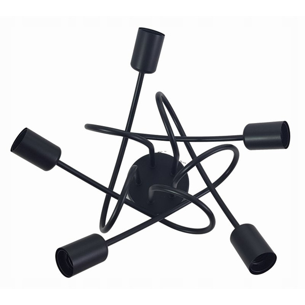 Lampa sufitowa do pokoju młodzieżowego czarna Magiczny Zawijas 5xE27 Led 
