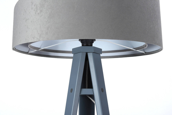 Lampa podłogowa stojąca asymetryczna welurowa Tami Szaro-Biała
