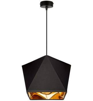 Lampa wisząca czarny abażur złoty środek Diament
