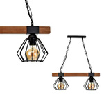 Industrialna lampa wisząca ULF BLACK / WOOD 2xE27 60W MLP6192