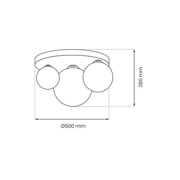 Stylowa lampa sufitowa REFLEX 2xE14 + 1xE27 | Złota