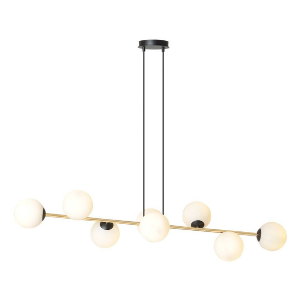 Nowoczesna lampa wisząca nad wyspę biało- złota GRAVITY 8 BL OPAL