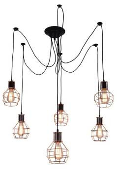 Lampa wisząca sufitowa czarno-miedziana 6x60W Verin Candellux 36-43092