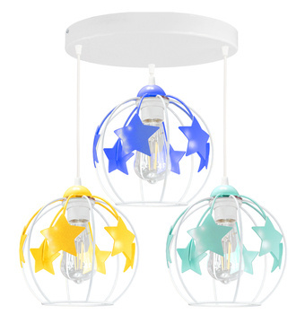 Lampa sufitowa do pokoju dziecka kolorowa Gwiazdki Kule 3xE27