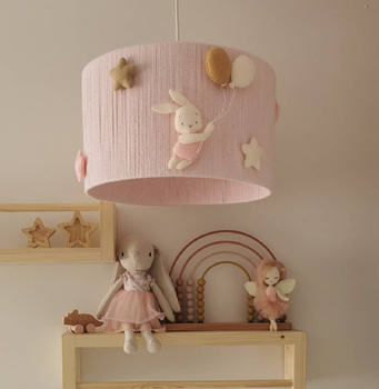 Lampa wisząca do pokoju dziewczynki w stylu Boho Króliczki Różowa 35 cm