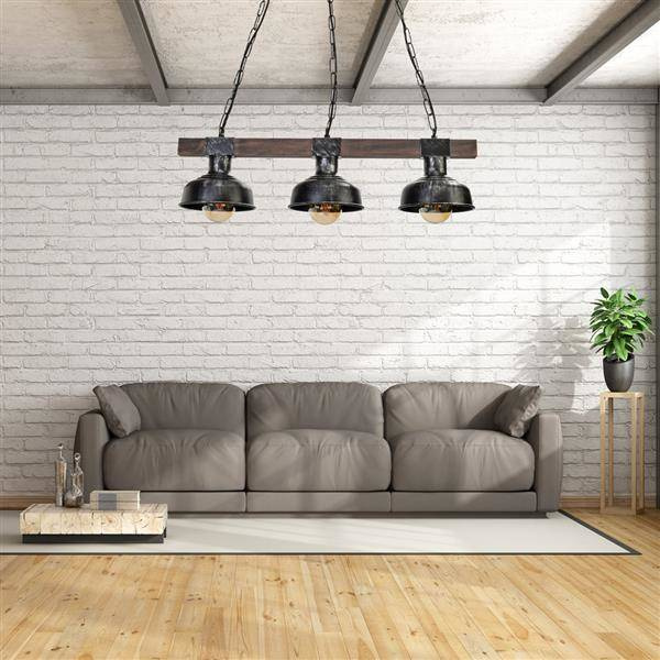 Lampa wisząca FARO BLACK / WOOD 3xE27 60W MLP6243 