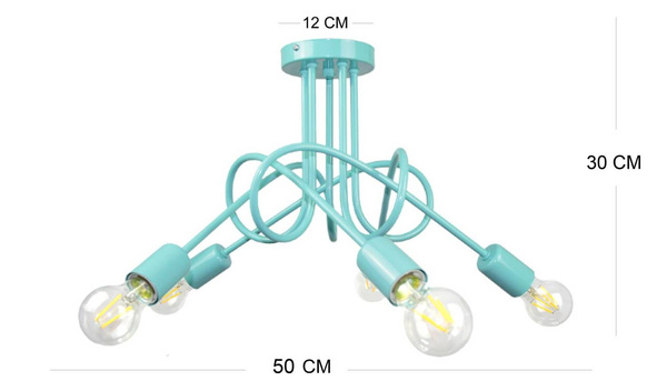  Lampa sufitowa dla dzieci turkusowa Mondo 5 Loft