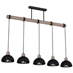 Lampa wisząca ERIK, MLP7641, przecierany czarny/drewno patynowane, 5x60W E27