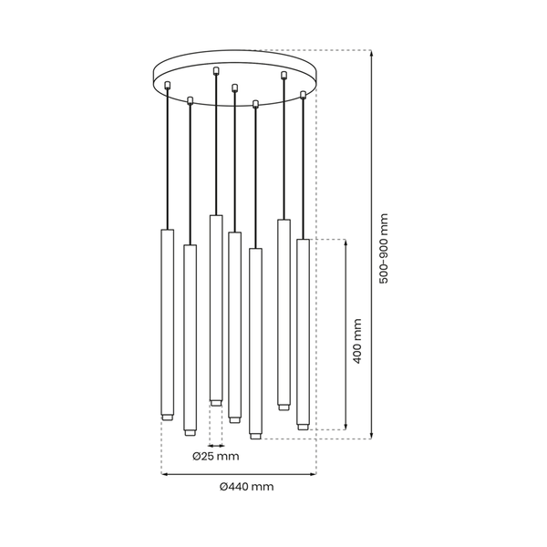 Lampa wisząca MONZA, MLP8842, czarna, 7x8W G9