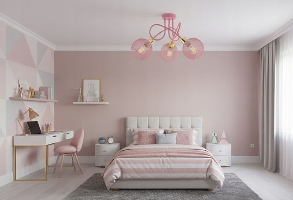 Lampa sufitowa do pokoju dziewczynki różowa Zaczarowany Koszyczek 3xE27 Led