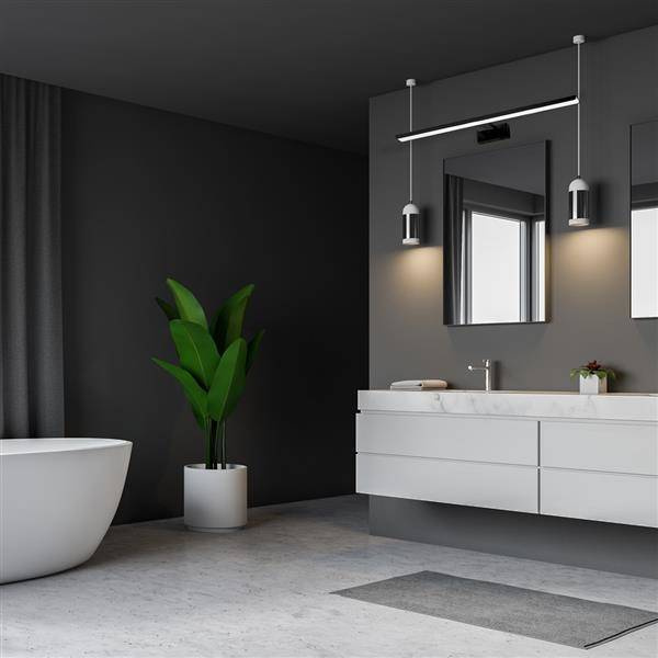 Kinkiet nad lustro czarny SHINE 60cm Led