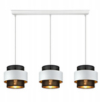 Lampa wisząca w stylu glamour biało-czarno-złota trzy źródła światła