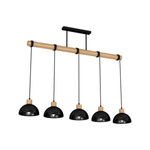 Lampa wisząca ERIK, MLP7227, czarny/drewno, 5x60W E27