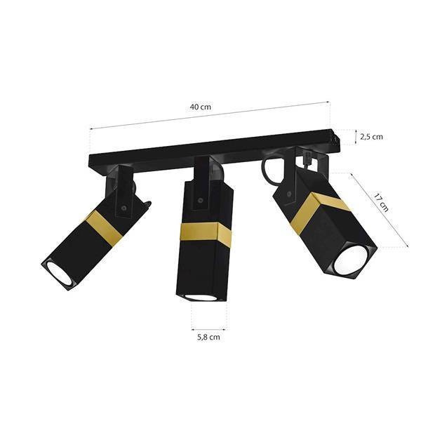Nowoczesna lampa sufitowa VIDAR BLACK/GOLD 3xGU10 MLP6278