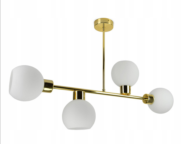 Lampa sufitowa biało-złota mleczne kule 4 źródła światła