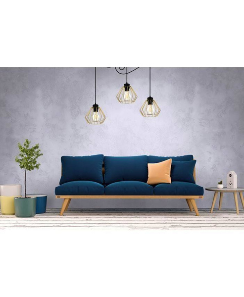 Lampa wisząca typu pająk druciak złote klosze loft 3