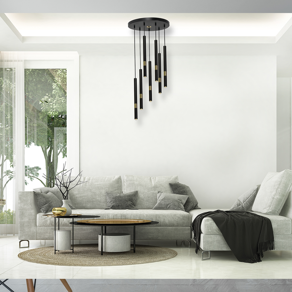 Lampa wisząca MONZA BLACK / GOLD 7xG9 8W MLP6385