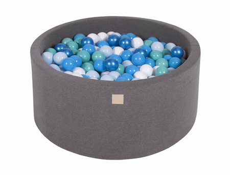 Suchy basen z piłeczkami dla chłopca i dziewczynki szary średnica 90cm wysokość 40cm