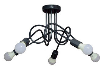 Lampa sufitowa pokoju młodzieżowego grafitowa Mondo 5 Loft