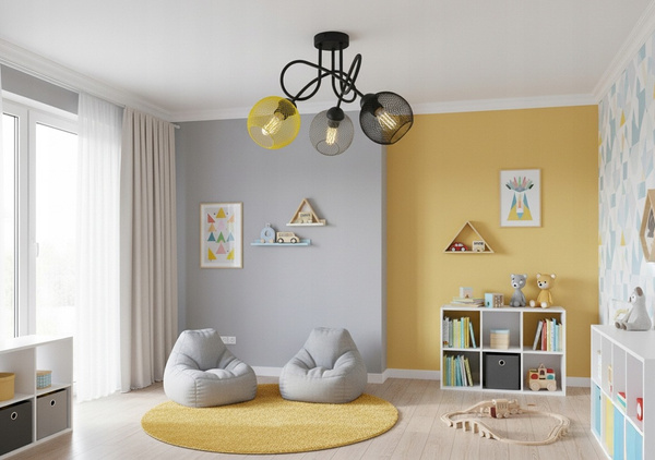 Lampa sufitowa do pokoju młodzieżowego kolorowa Zaczarowany Koszyczek 3xE27 Led