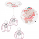 Lampa sufitowa do pokoju dziewczynki Słonik Koszyczek 3xE27
