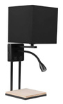 THEO LAMPA KINKIET CZARNY 1X40W E14 + 2W LED ABAŻUR CZARNY Z WŁĄCZNIKAMI