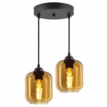 Lampa wisząca szklane miodowe klosze 2XE27