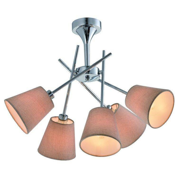 Lampa sufitowa chromowa abażur z tkaniny 5x40W Vox Candellux 35-70630