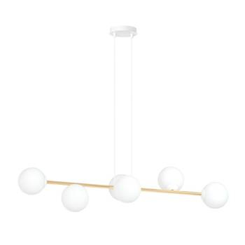 Nowoczesna lampa wisząca nad wyspę biało- złota GRAVITY 6 WH GOLD